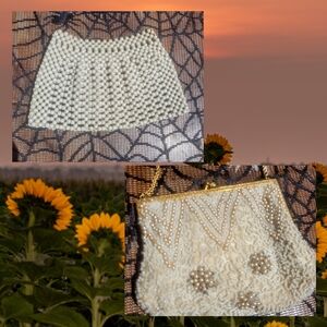 Lot of 2 Beautiful Vintage Hand Beaded Purses